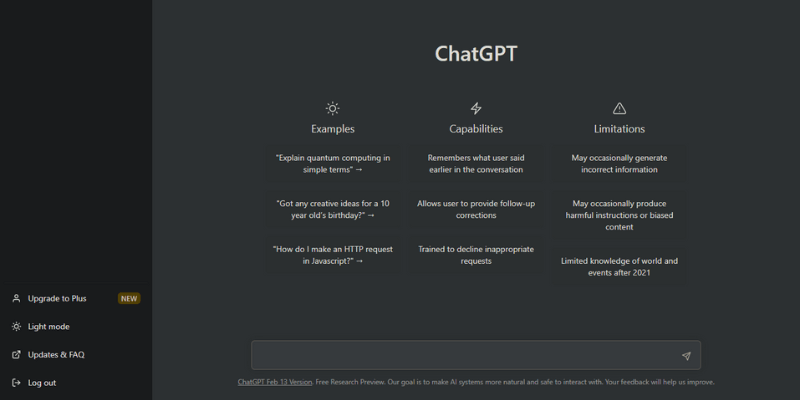 سایت و رابط کاربری چت جی پی تی ChatGPT